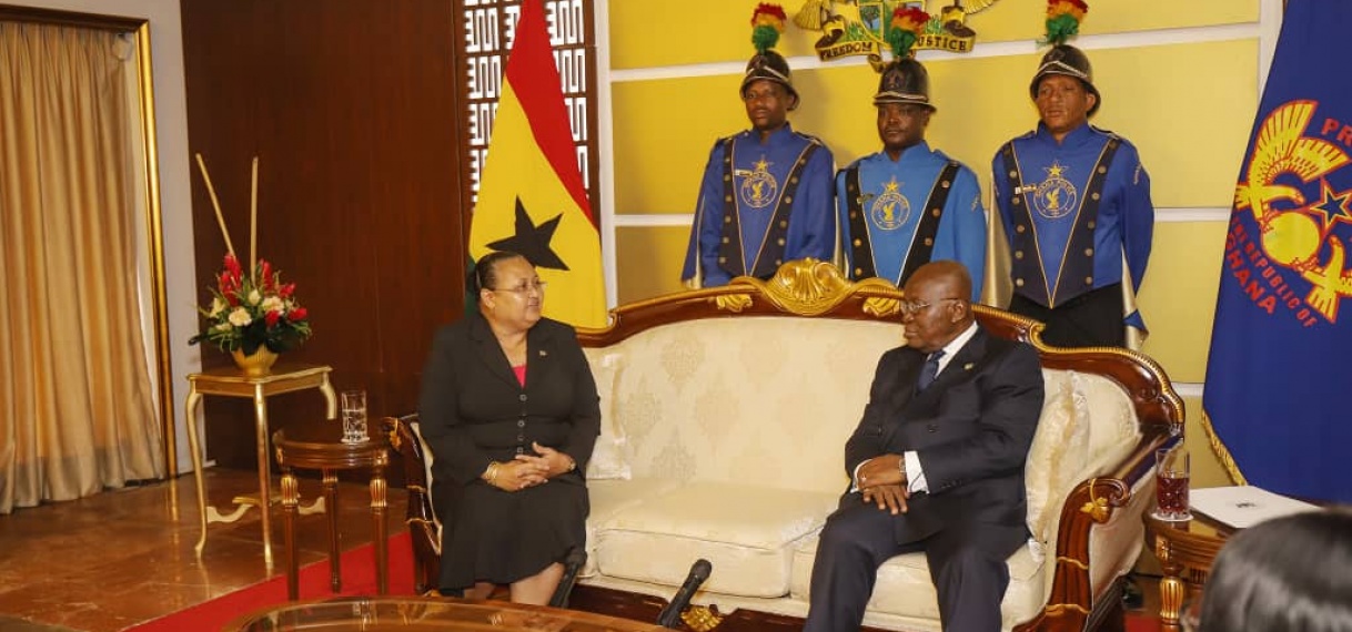 Ambassadeur Halfhuid presenteert geloofsbrieven aan Ghanese president Akuffo-Addo