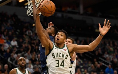 Antetokounmpo sloopt Timberwolves na oponthoud kapotte basket