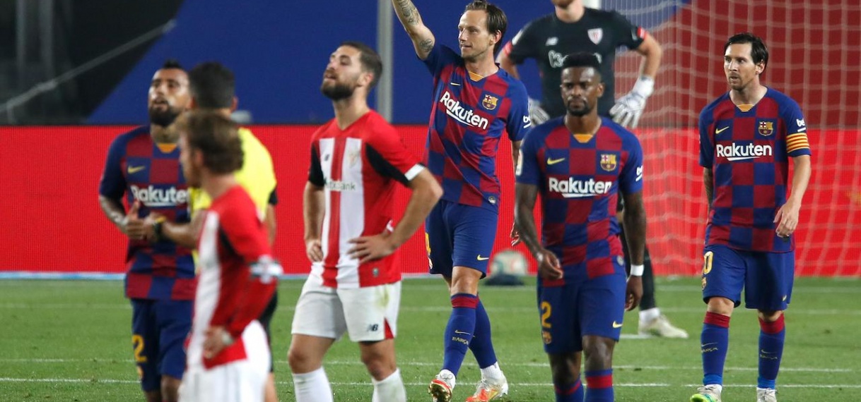 Invaller Rakitic houdt FC Barcelona tegen Athletic Club in titelrace