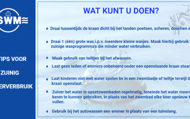 SWM roept gemeenschap op tot zuinig waterverbruik tijdens lockdown-weekends