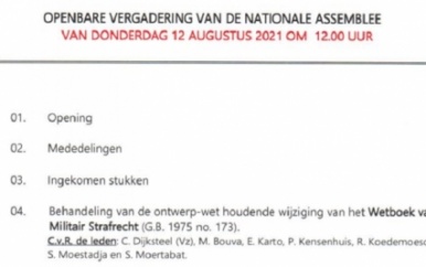 Doodstraf wordt geschrapt uit Wetboek van militair strafrecht