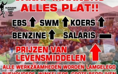 Suriname eerst dan de rest” massale protestactie op maandag 16 augustus