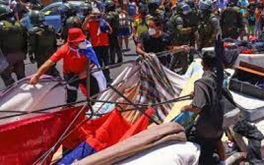 Chilenen protesteren tegen Venezolaanse migranten
