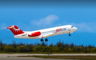 Eerste Jetair vlucht in Suriname