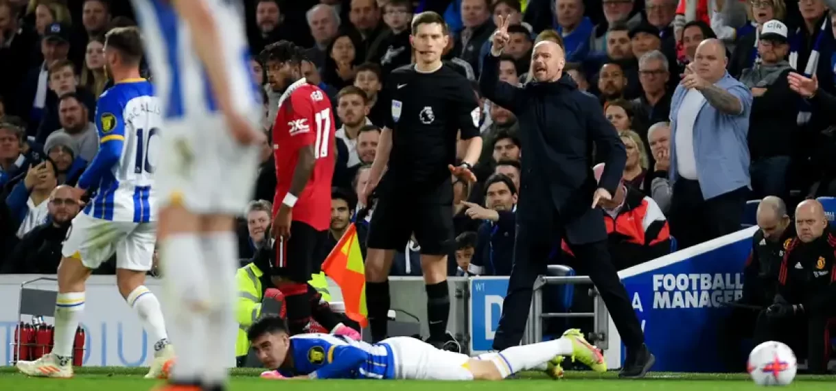 Penalty in slotseconden wordt United van Ten Hag fataal bij Brighton