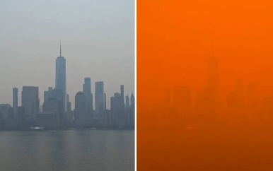 UPDATE: Timelapse toont hoe New York oranje kleurt door bosbranden in Canada