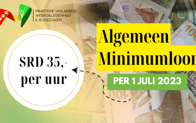 Algemeen minimumloon per 1 juli 2023 vastgesteld op SRD 35 per uur