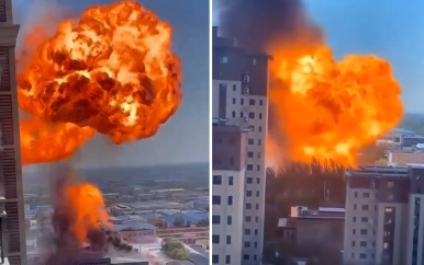 Gigantische vuurbal na explosie in Chinese fabriek