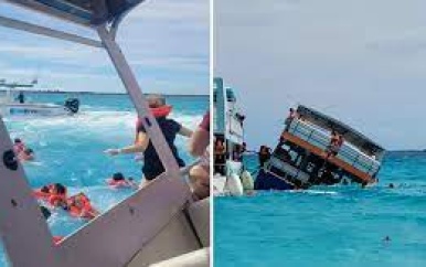 Passagier filmt hoe ferry zinkt op de Bahama’s