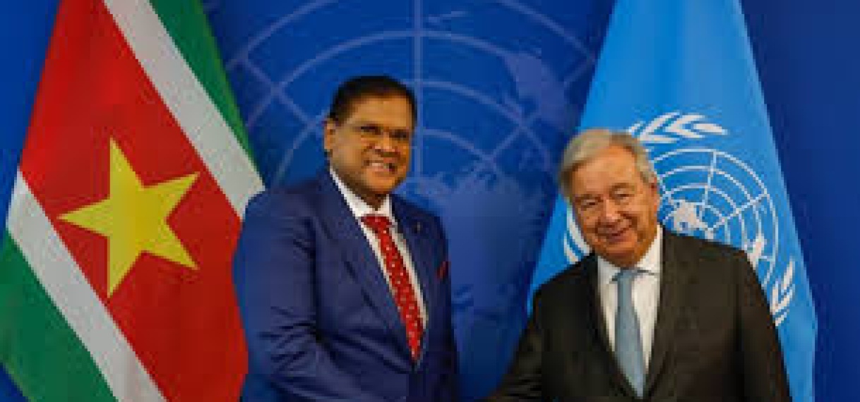 Bilaterale ontmoeting van president Chandrikapersad Santokhi met secretaris-generaal van de VN António Guterres