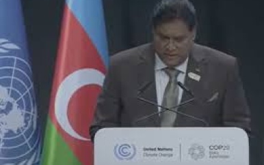 President Santokhi bij COP29; Ontwikkelde landen dienen klimaatonrechtvaardigheid te corrigeren