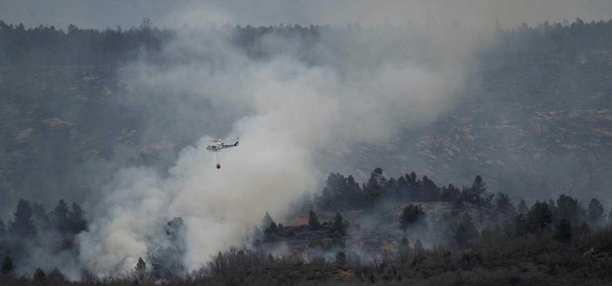 Vliegtuig stort water over bosbrand in Argentinië