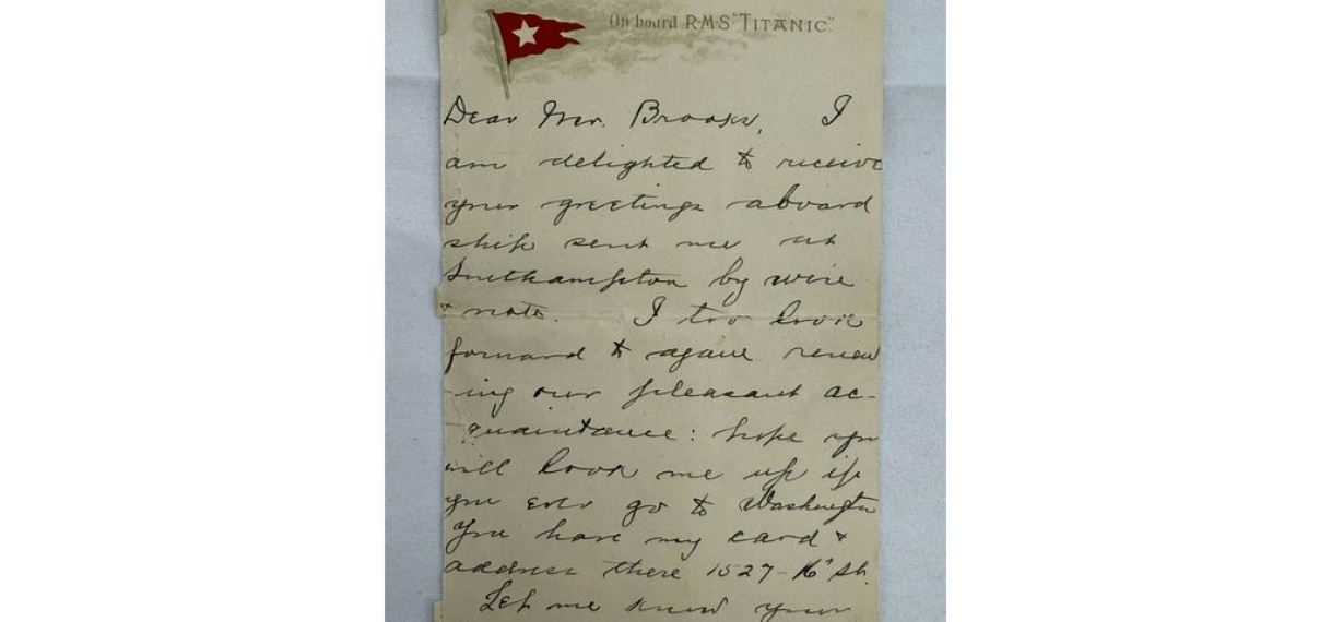 Brief van Titanic-overlevende voor recordbedrag van 350.000 euro geveild