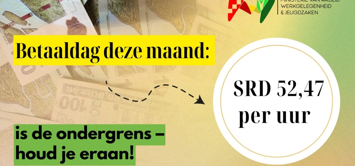 AWJ herinnert: SRD 52,47 is de ondergrens per uur vanaf deze maand