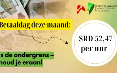 AWJ herinnert: SRD 52,47 is de ondergrens per uur vanaf deze maand