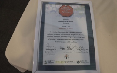 Suriname officieel malariavrij: WHO kent eliminatiecertificaat toe