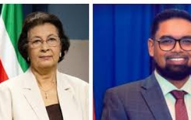 Bilaterale ontmoeting staatshoofden Suriname en Guyana