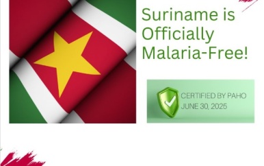 Suriname officieel malaria-vrij verklaard door PAHO en WHO
